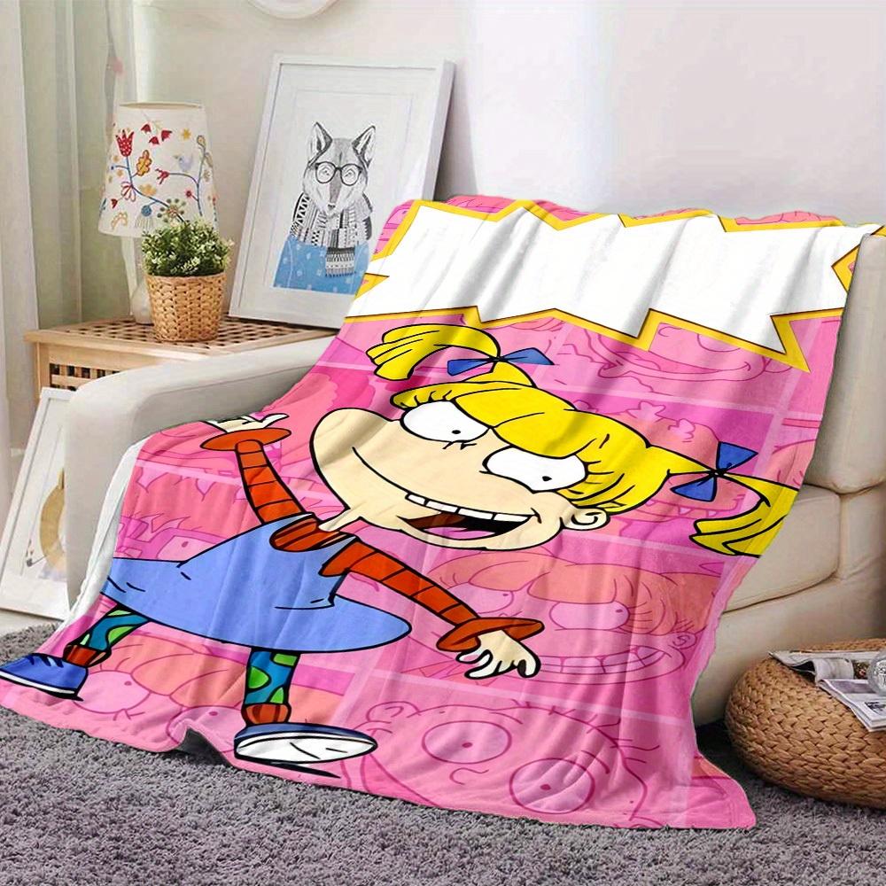 1pc Flannel Blanket, Helga,Blonde,Rugrats Pattern Printed Blanket, Sofa Bed Sofa Car Office Camping Travel Warm And Comfortable Soft Blanket