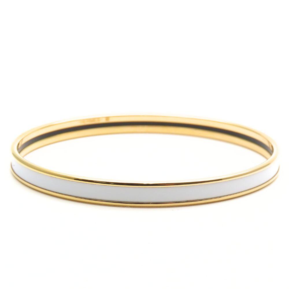 Used HERMES bracelet Uni metal/enamel 11.6g white gold Bangle