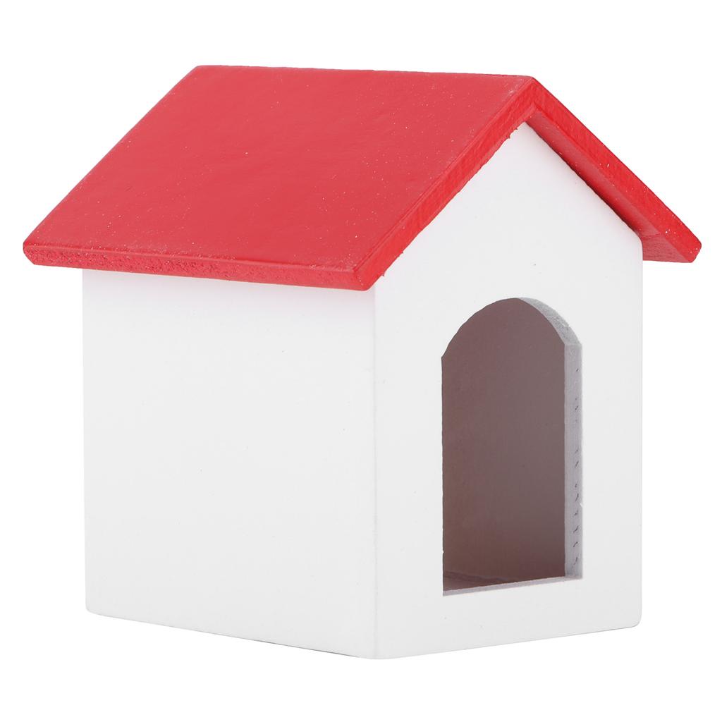 1:12 Dollhouse Wooden Pet House Simulated Miniature Kennel Model Pretend Play Toy AccessoryRed Roof