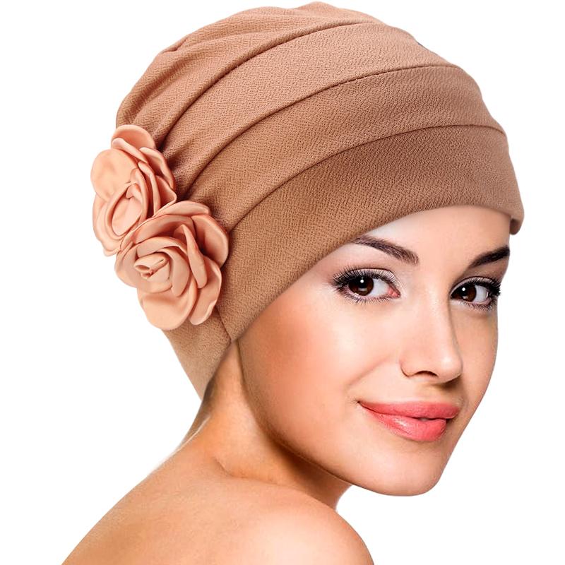 

Новый женский однотонный тюрбан с цветочным декором, шапочки, мусульманский хиджаб, мягкий головной убор, шапка для химиотерапии при выпадении волос, исламский головной платок хаки