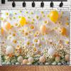 Lebendiger Gänseblümchen- und Ballon-Hintergrund Gelbe Weiße Blumenszene Fotografie Hintergrundtuch