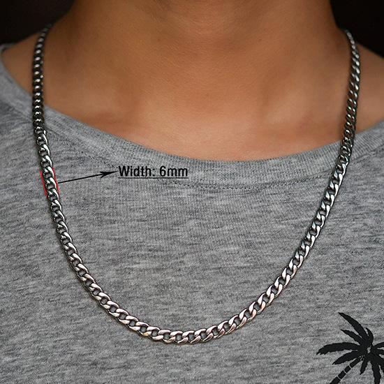 Men's Necklace Round Cuban Link Neck Chain Stainless Steel for Women Men Copper Color Punk Boy Choker Metal Jewelry Accessories