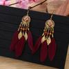 Vintage Feather Bohemian Earrings With Alloy Carving For Women Festival And Daily Use