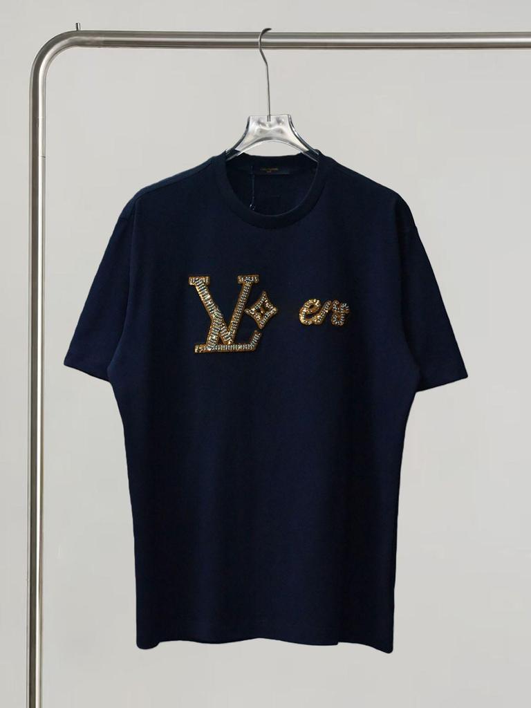 Donkey Women's Pure Cotton T-Shirt: Loose Fit, Small Neckline, Heavy Embroidery with Sequins, Short-Sleeved, Trendy Base Layer