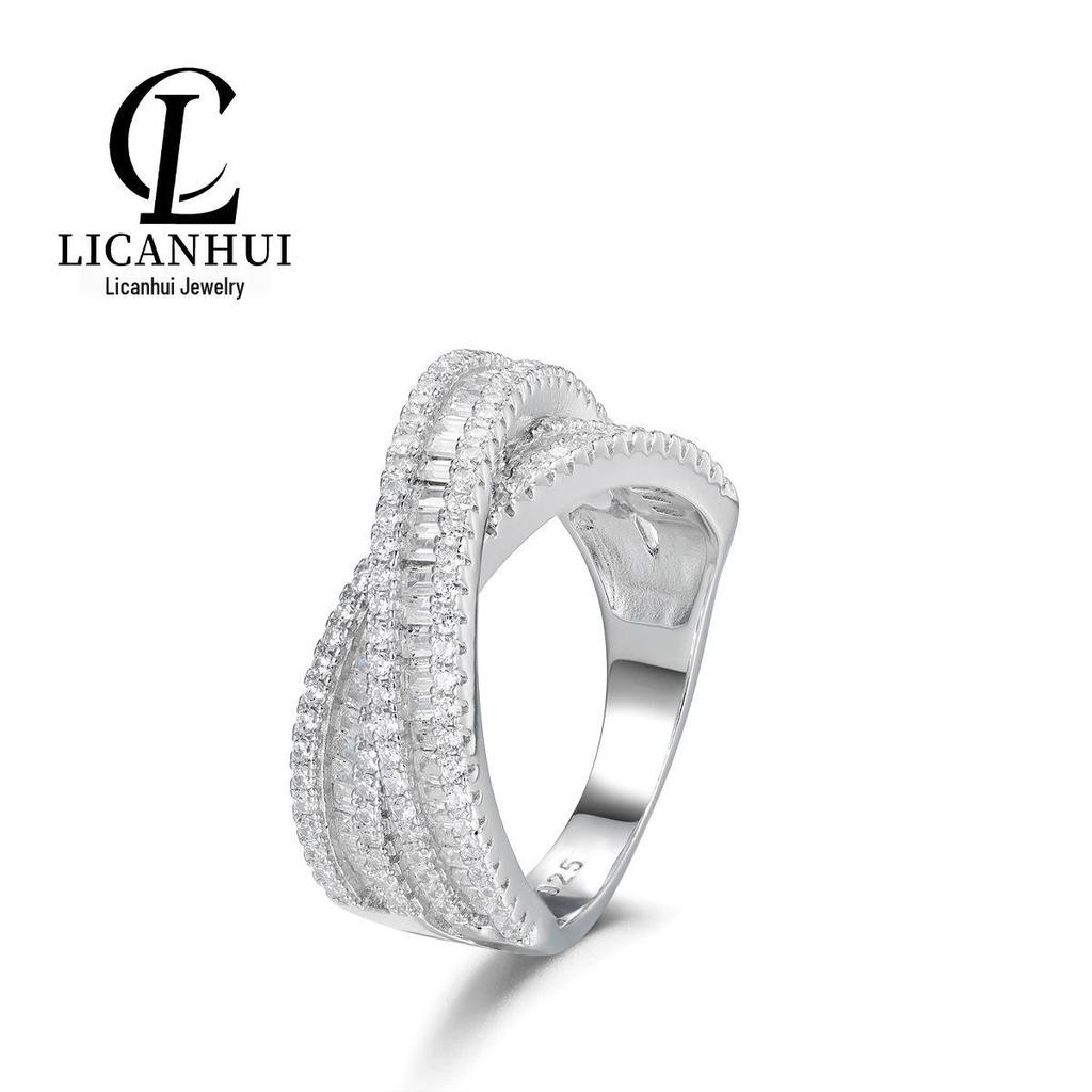 S925 Sterling Silver Double-Layer Cross Diamond Ring - High-End European & American Jewelry