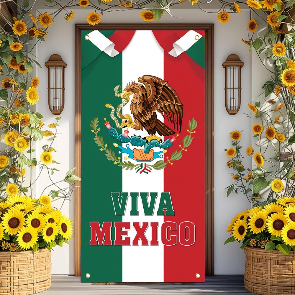 1pcs Mexican Lndependence Day Party Decor Door Cover Banner Eagle Snake Cactus Mexican Style Festival Party Porch Decor Backdrop