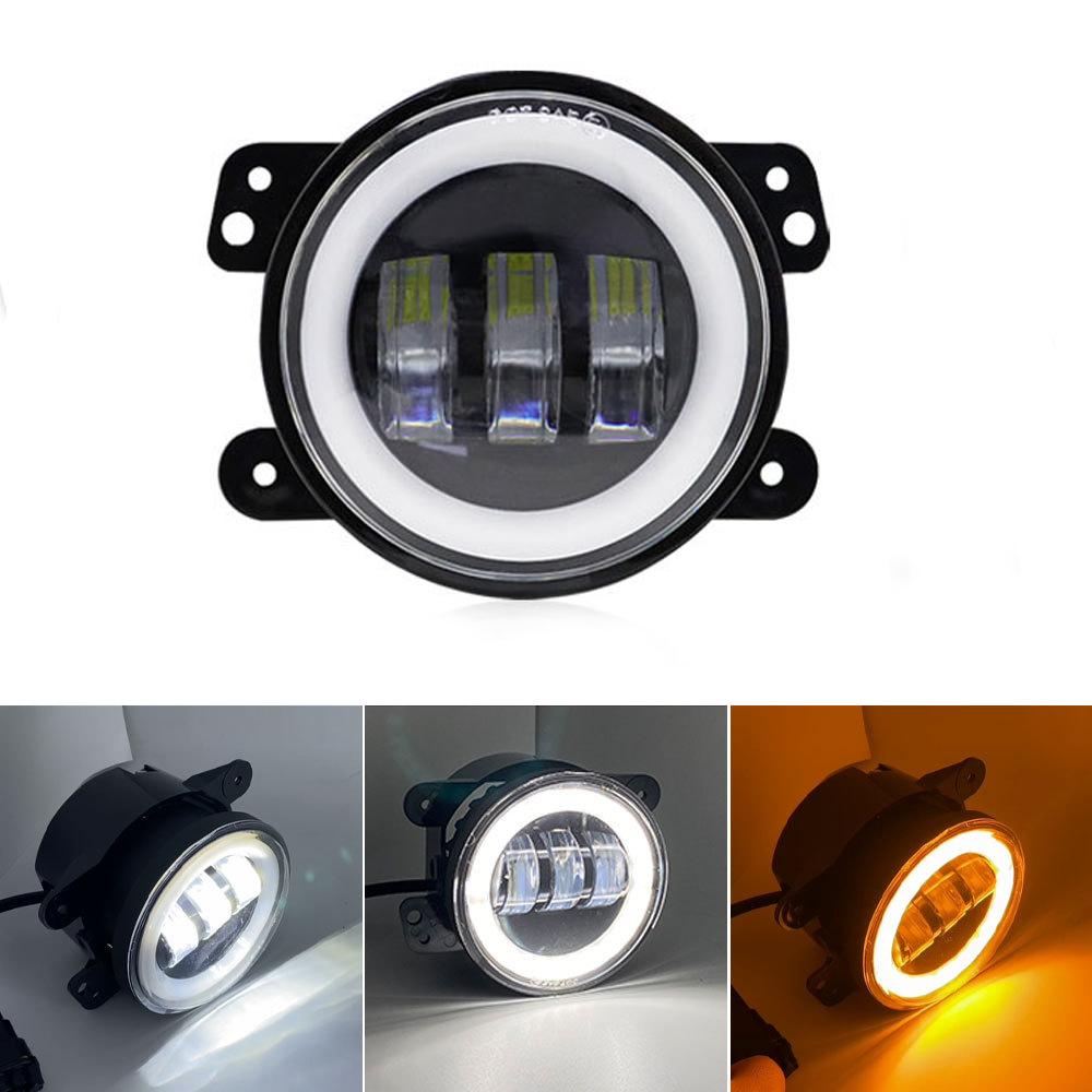 4 inch Car LED Headlight 30W LED Fog Light With White Halo Ring DRL Angel Eyes Light For Jeep Wrangler JK Dodge Off-Road