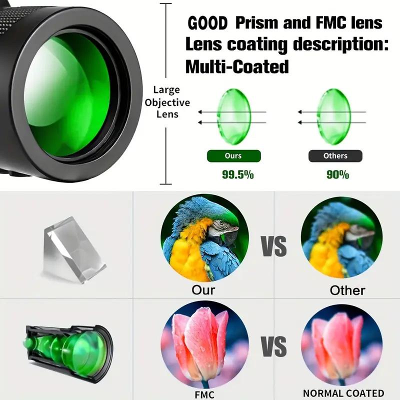 10x40mm HD Adult Monocular Telescope - Clear Long-Distance Observation With Lens Suitable For Outdoor Camping Hiking Adventure