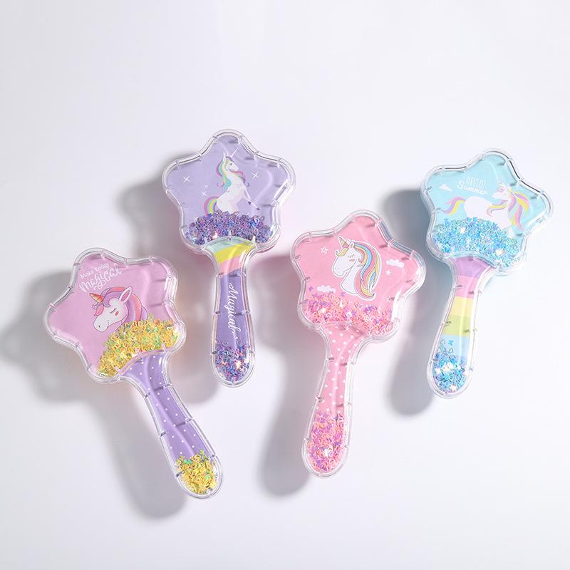 2023 New Cartoon Quicksand Comb with Glitter and Foam Hair Cushion Massage Comb for Cosmetic Styling
