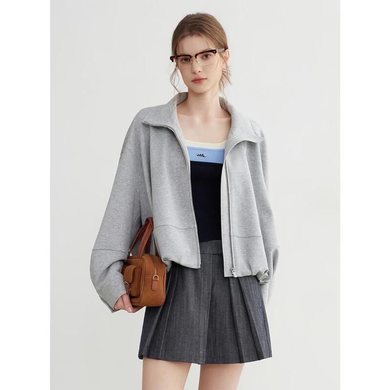 ELLE Women s Gray Petal Sleeve Short Jacket M
