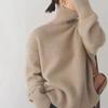 Suéter de Cachemira de Cuello Alto para Mujer Otoño Invierno Suéter de Lana Pura Tejido para Señoras Holgado Talla Grande Jersey Femenino