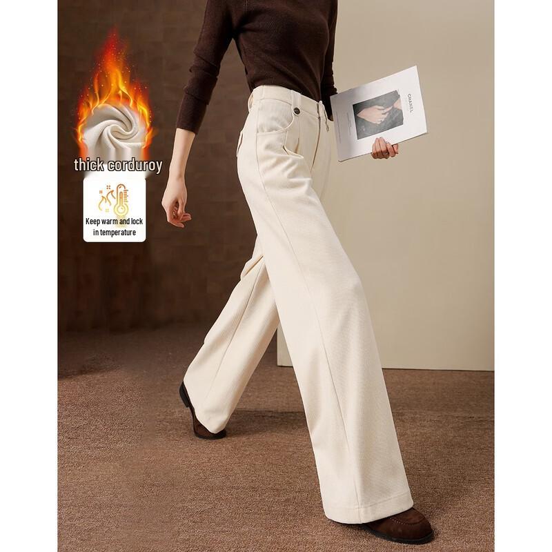 Women s High-Waist Corduroy Wide-Leg Casual Pants XL