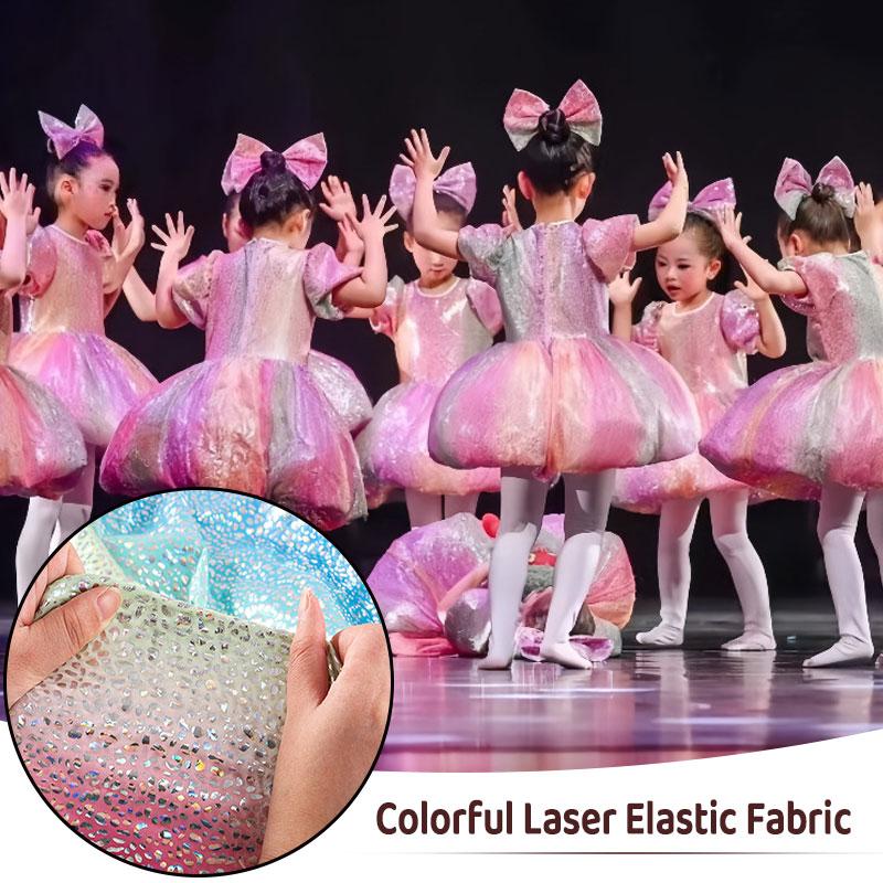1M Glitter Laser Stretch Fabric 4 Way Stretch Iridescent Holographic Cloth For DIY Wedding Party Stage Costume Background  Decor