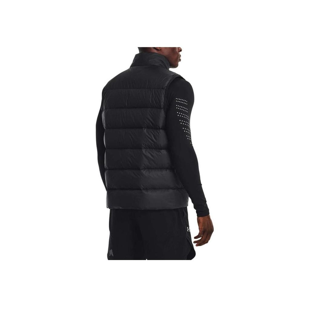 Under Armour Solid Color Logo Print Zipper Duck Down Stand Collar Sleeveless Vest Men Vests Black 1372650-001