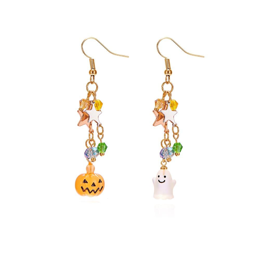 Rhinestone Halloween Earrings Ghost Spider Dangle Earrings Pumpkin Ear Studs  All Saints' Day