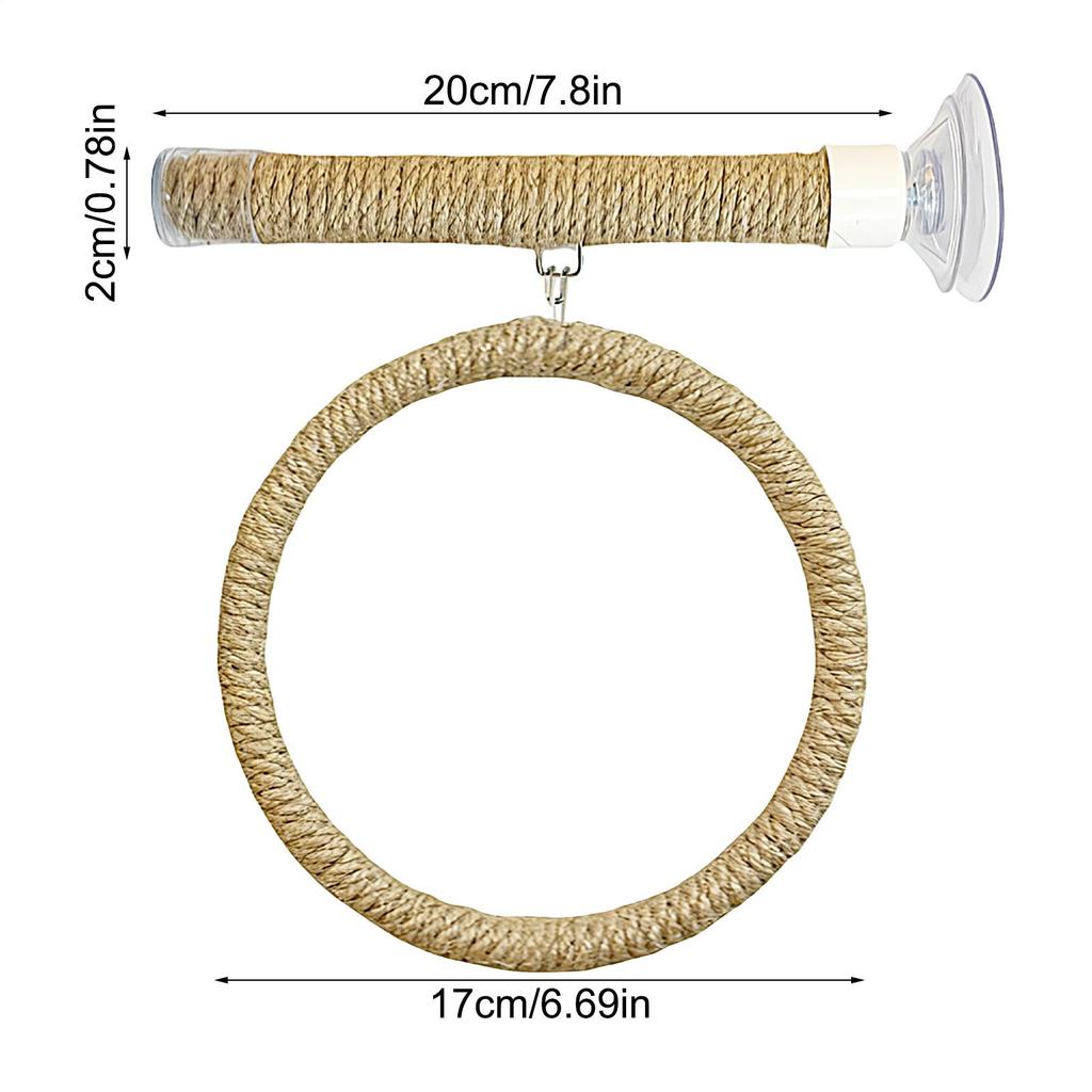 Bird Rope Perch Portable Suction Cup Stand Parrot Standing Toy For Climbing For Window Tiles Glass Cage Travel Parakeet Cockatoo