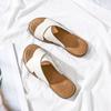 Cow tendon bottom slippers summer wear student one-word drag soft bottom non-slip beach cool slippers tide