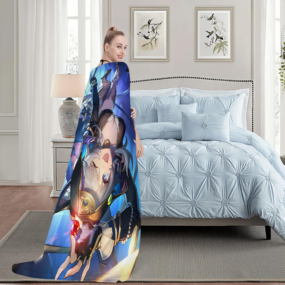 Cipher Honkai Star Rail Game Blanket Blanket for Couch Sofa Travel Home Hiking Picni Bed Beding Flannel Blanket Birthday Gift