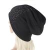 Women Soft Knitted Cotton Beanies Hot Drilling Sleep Cap for Hairloss Cancer Chemo