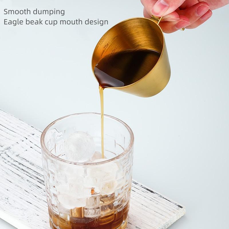 304 Stainless Steel Coffee Extraction Cup with Scale Small Milk Spoon Making Cup Espresso Measuring Cup Kitchen Tools Cup
