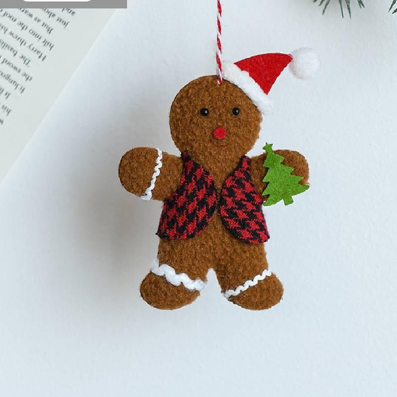 Man Gingerbread Christmas Pendant Necktie Bowknot Xmas Decoration Prop Festival