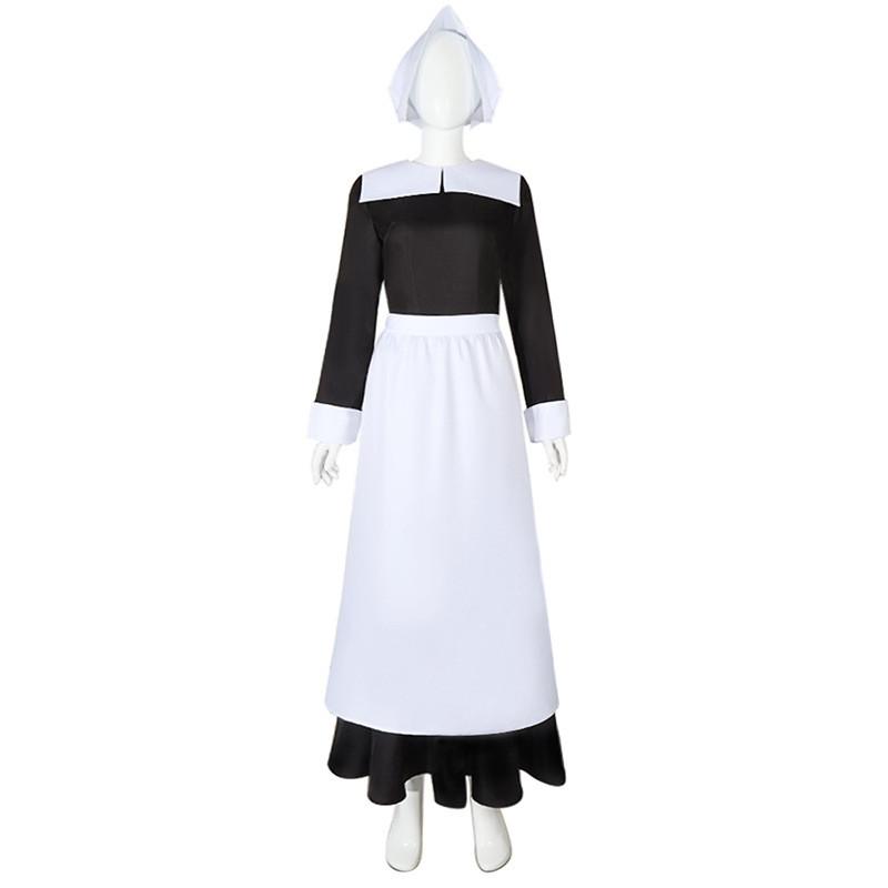 Cosplay Addams Kid Costume Maid Dress Halloween Carnival Party Suit