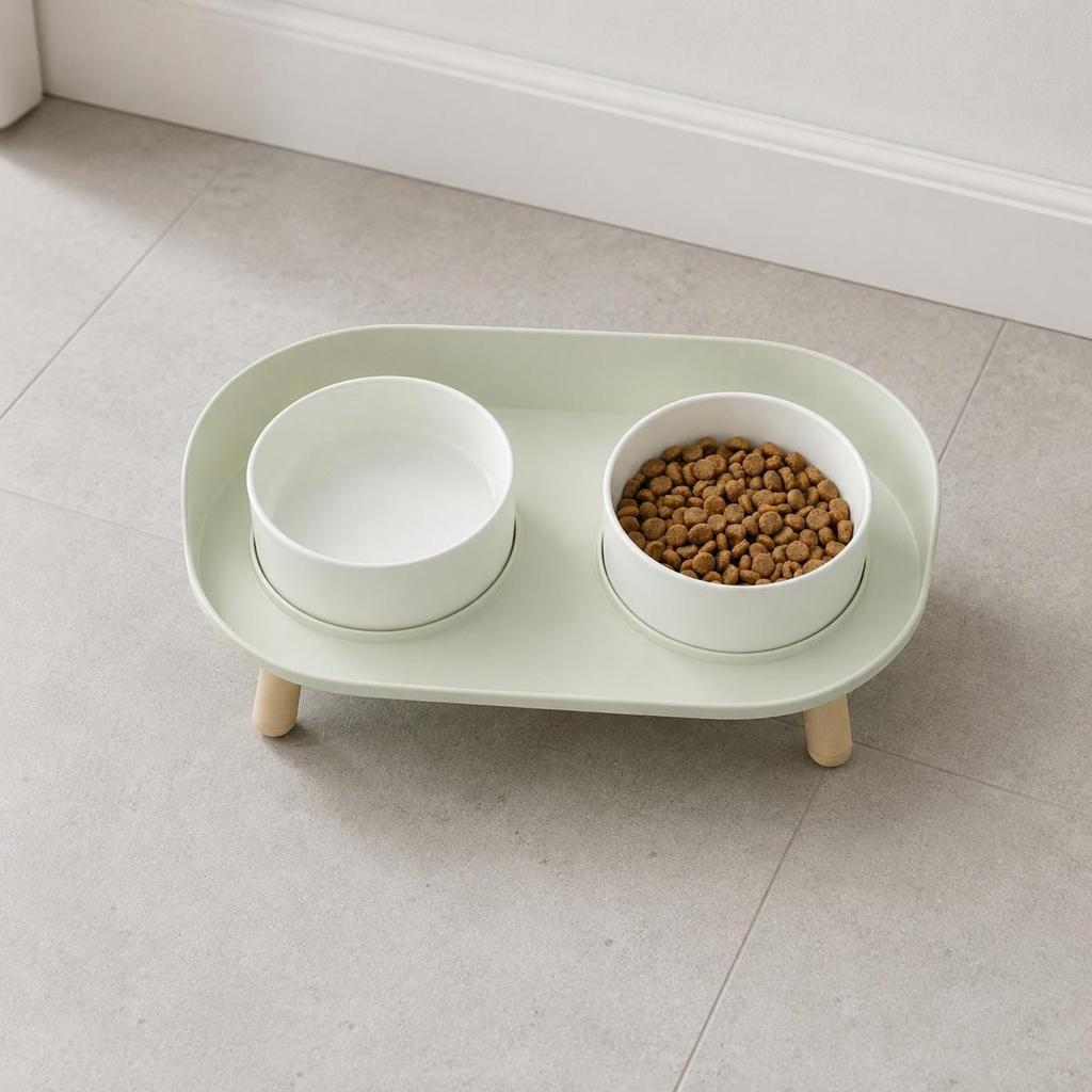 Double Ceramic Pet Bowls Spill Resistant Raised Ceramic Pet Bowl Elevated Pet Bowl Better Digestion Raised Dog Feeding Station