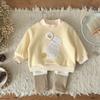 Casual Sweatshirts Girls Toddler Winter Clothing Crewneck Rabbit Embroidery Pullovers Color Blocked Pants 2Pcs Outfit
