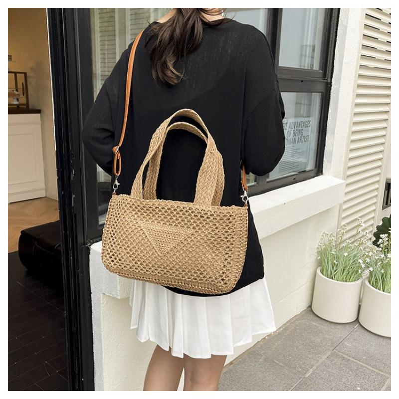 Large Capacity Knitted Bag Women's Summer New Casual Messenger Woven Bag Portable Seaside Beach Bag