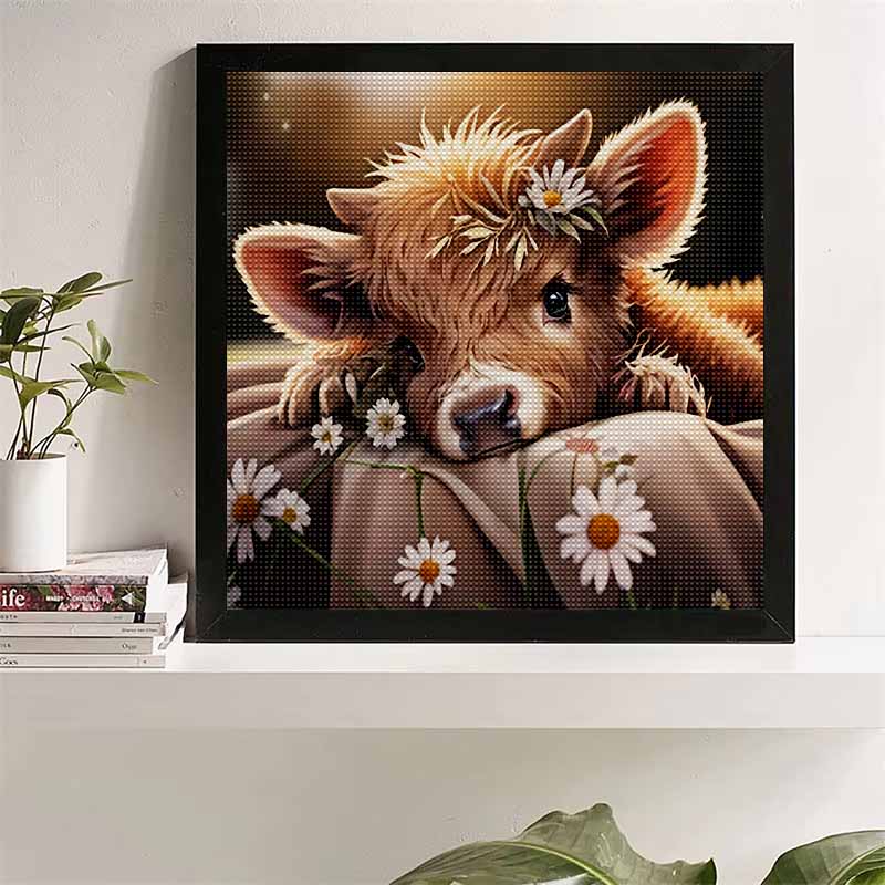 New Arrival 5D DIY Full Circle Diamond Painting "Cute Calf" Embroidery Cross Stitch Home Decor Gift