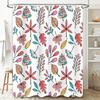 Hand Drawn Leaf Shower Curtain Multicolored Leaves Pattern Bath Decoration Waterproof Printed Fabric Bathroom Decorations White/