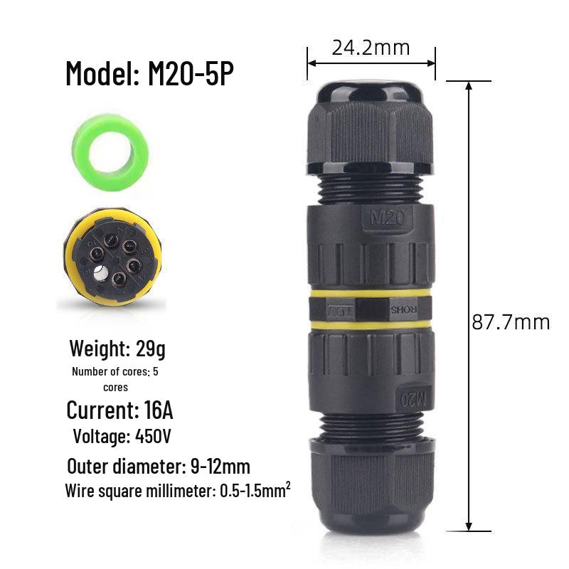 IP68 M20 Outdoor Waterproof Connector for Street Lights - 3-Core & 4-Core Cable Compatible