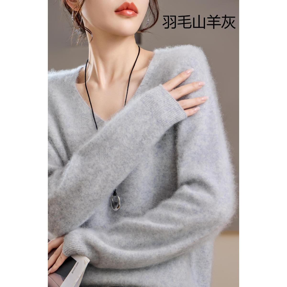 5 Кашемир 95 Шерсть Круглый вырезV-образный вырез Бесшовный Вязаный кашемировый свитер Женский свитер one size 4300₽