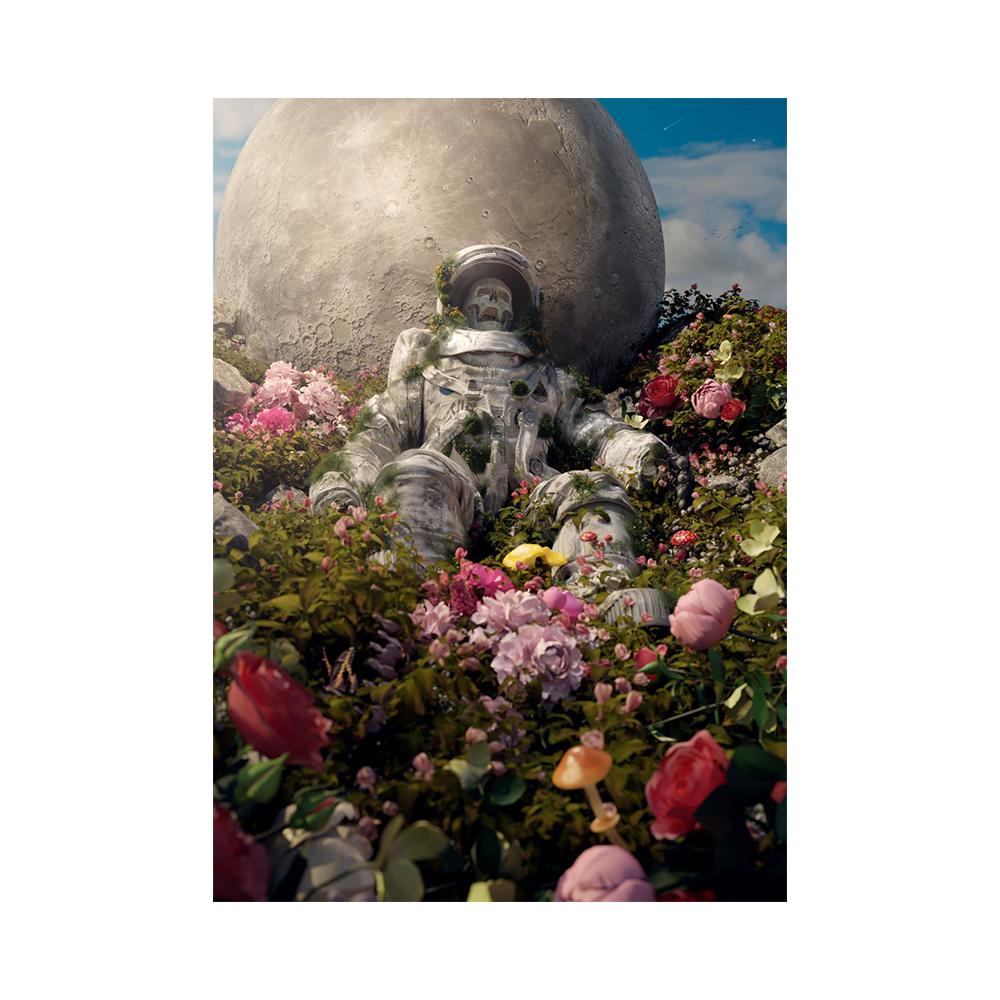 Astronaut Flower Field Painting Canvas Print Wall Art Poster Flourishing of Life Picture for Gift Living Room Home Decor Cuadros