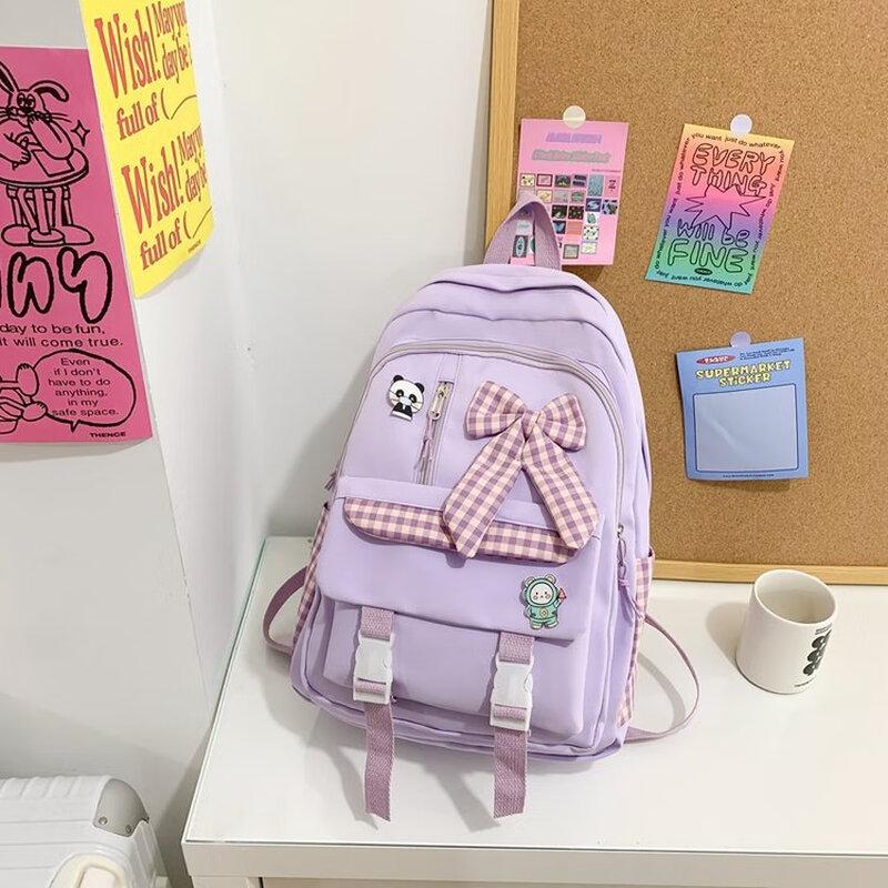 Girls  Cute Purple School Backpack with Rabbit Charm