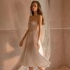 Sexy Lace Perspective Long Satin Suspender Nightdress Home Clothes Fun Suit