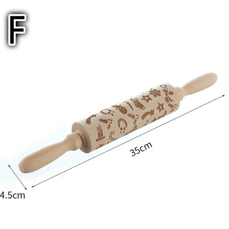 35*4,5cm Mattarello per Impasto di Natale con Rilievo per Biscotti, Pasta Fresca, Biscotti, Fondant, Torta, Rullo Inciso Renna Fiocco di Neve