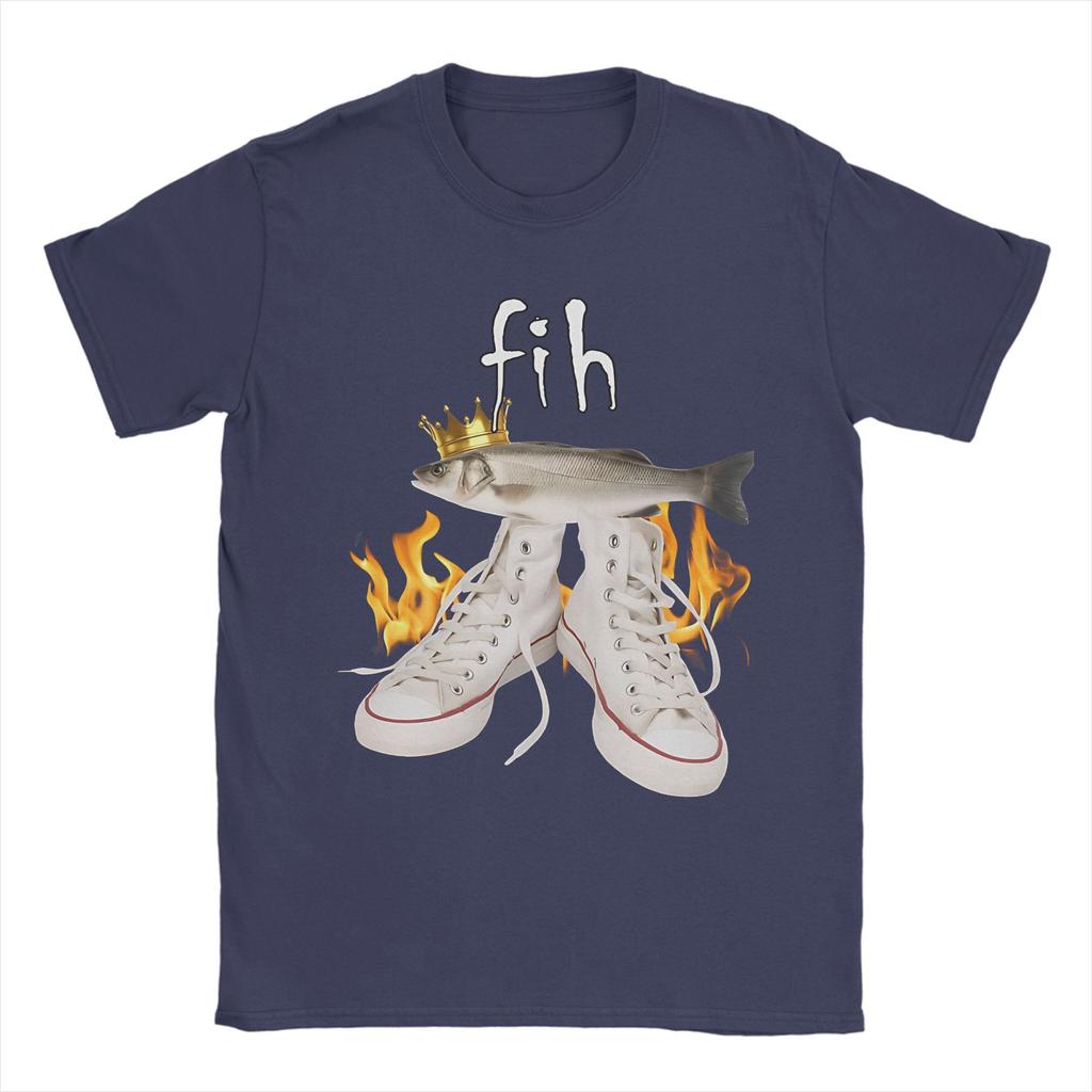 Mens Womens Fih Funny Fish Meme Shirt 100% Cotton Graphic Tee Shirts  Clothing Outfits