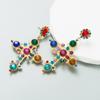 Women Long Drop Earrings Titanium Steel Alloy Pendant Earrings Acrylic Colorful Crystal Cross Geometric Ear Ornaments