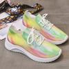 Thick Soled Plus Size Color Blocked Round Toe Lace Up Sneakers