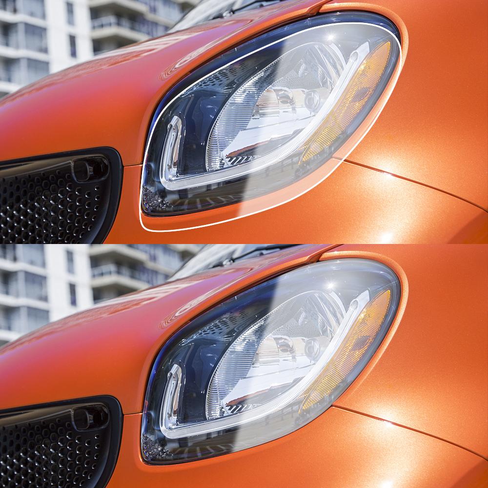 For Smart Fortwo 453 2014-2024 Smoke Black High-Gloss Pre-Cut Headlight Protection Film TPU PPF Anti-Scratch Car Vinyl Wrap Kit