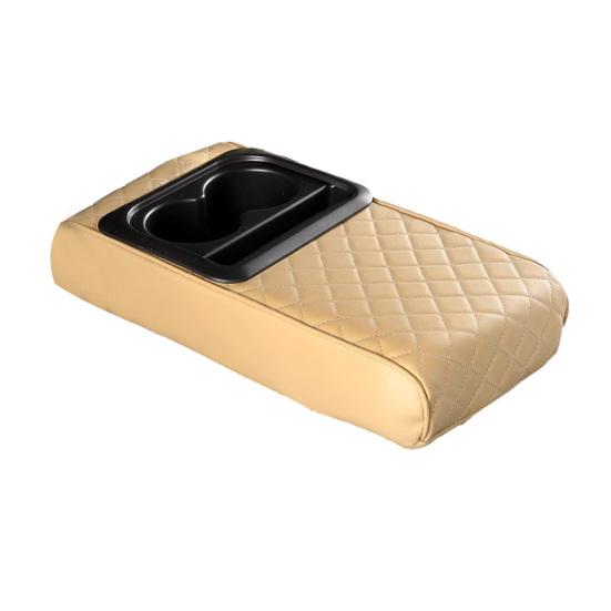 Yousheng Center Console Cover for Car Waterproof Faux Leather Car Arm Rest Cover with 2 Cup Holders Universal Car Interior Accessories