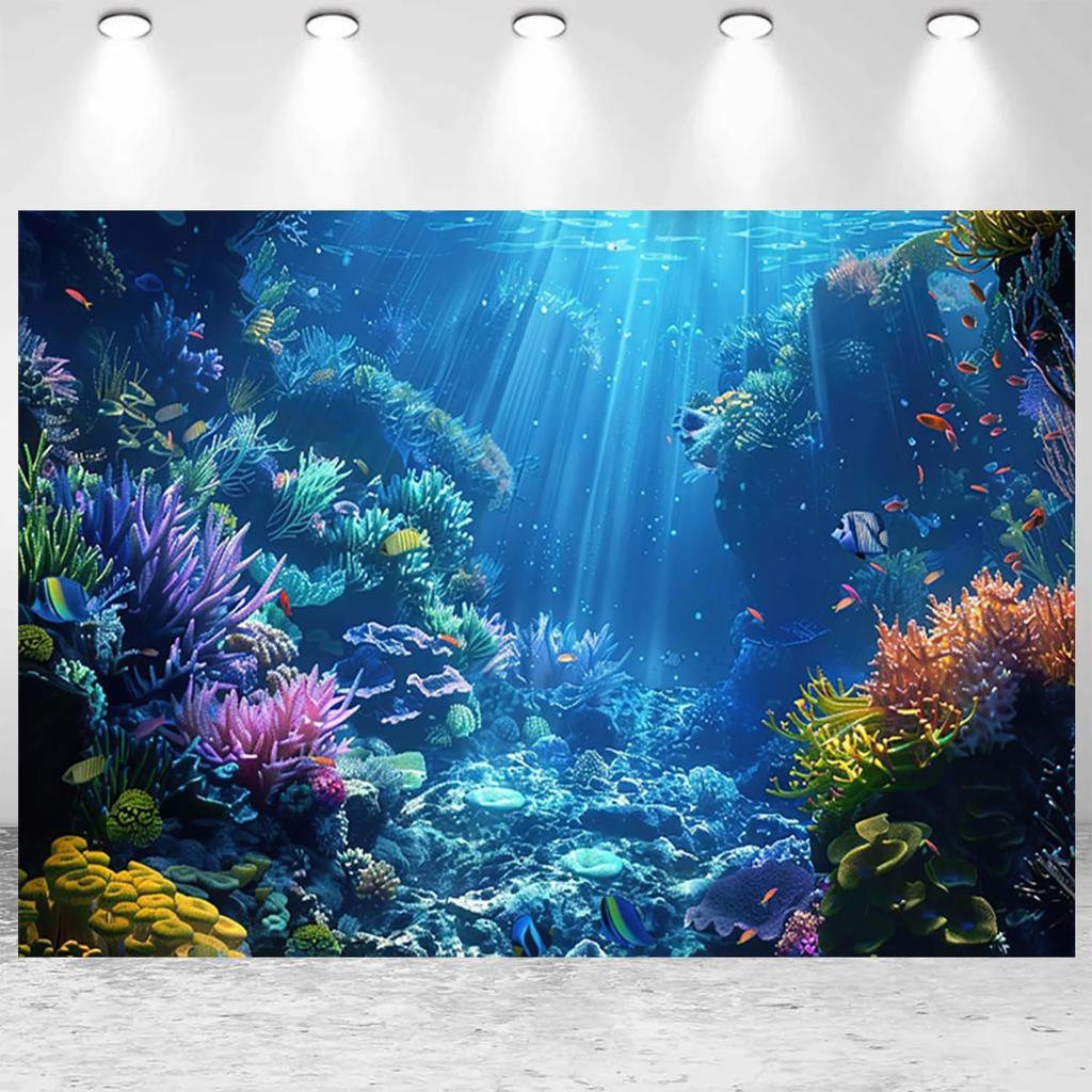 Podmořský svět Fotografie Pozadí Dětská Narozeninová Oslava Foto Banner Dekorace