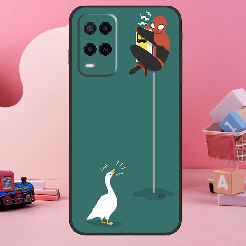 Cartoon Cute Goose Case For OPPO A57s A17 A16 A15 A54 A74 A76 A96 A52 A72 A5 A9 A31 A53 A77 A91 A93 A54s Cover