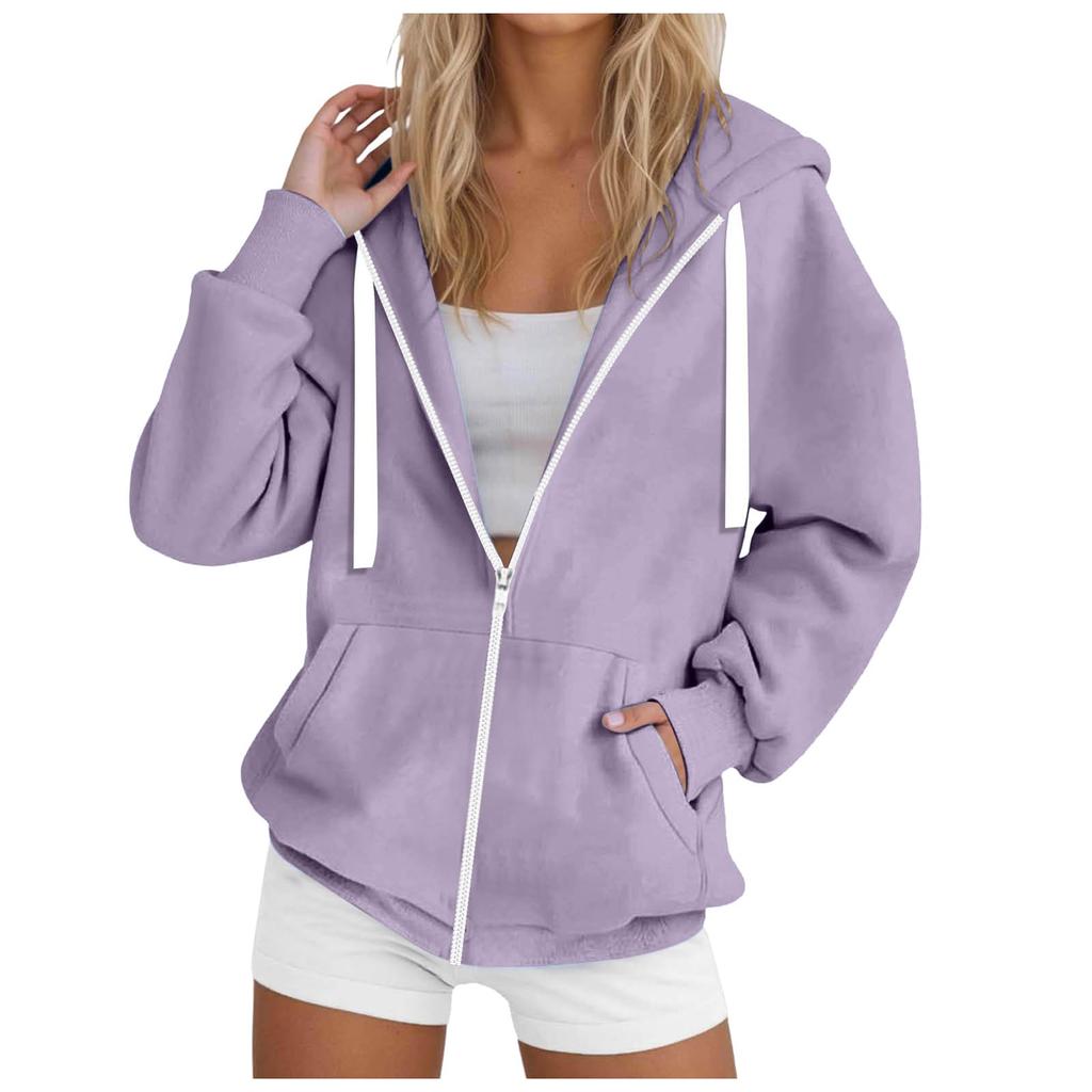 Womens Zip Up Hoodies Casual Long Sleeve Hoodie Jacket Oversized Lightweight Pullover Sweatshirts Tops With Pocket