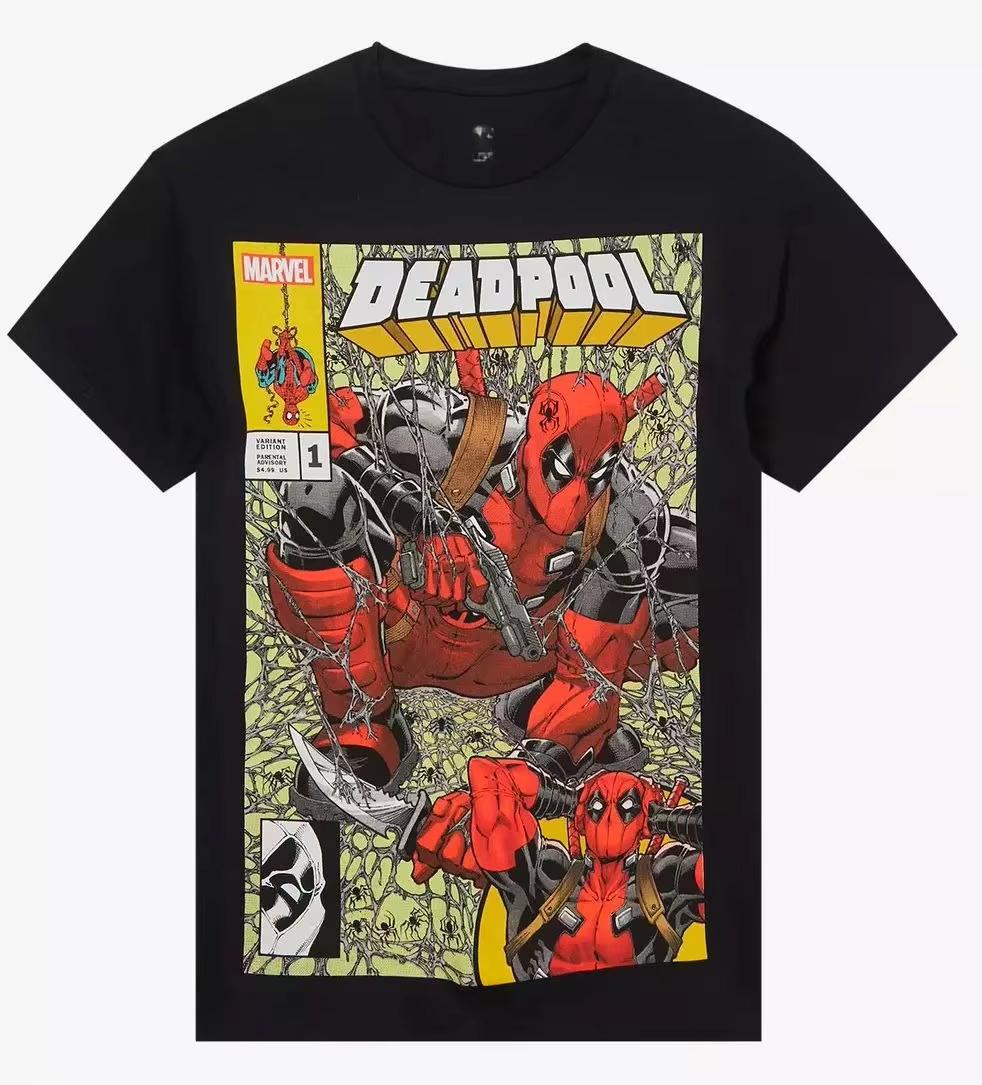 

2026 new Deadpool retro comic cover pattern Tshirt relaxed street style vintage Wade Wilson superhero anime costume M