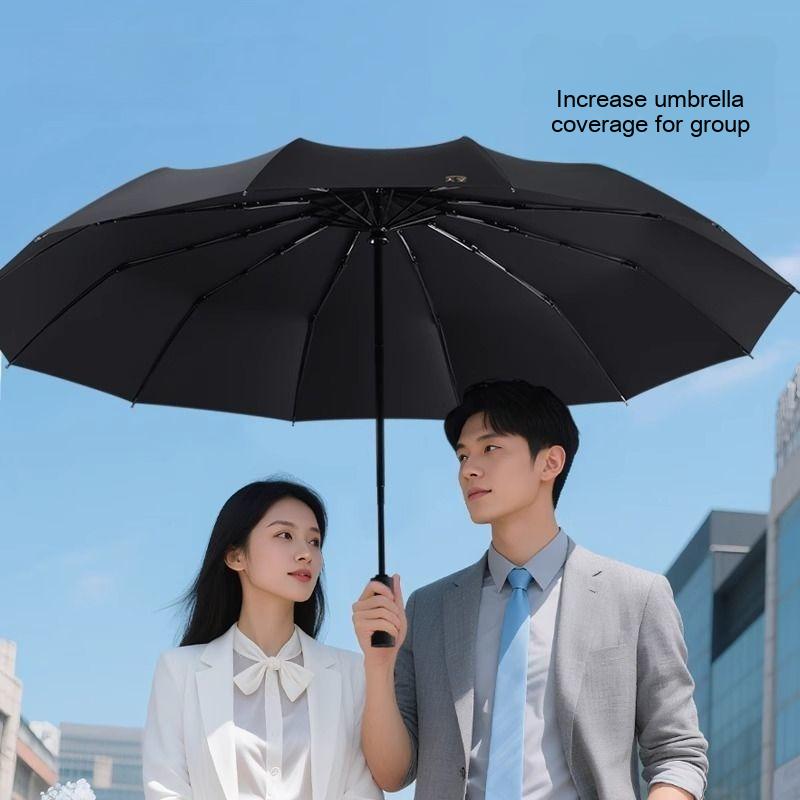 Fully Automatic 12 Bone Umbrella Enlarged Thickened and Reinforced Windproof Rainproof Portable Car-mounted Tri-fold Umbrella