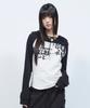 LMR Off-Shoulder Lettering Graphic Hoodie Long Sleeve T-Shirt Oatmeal