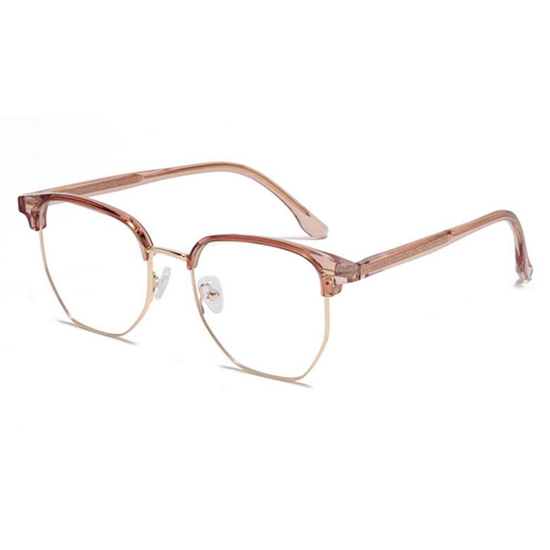 Fashionable Semi-Rimless Eyeglasses Frames With Temples Short-Sight Eyewear Diopter 0 -0.5 -0.75 -1.0 To -6.0
