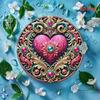 2D Flat Metal Tin Sign Valentine's Day Decor Happy Valentine's Day with Floral Wreath Pink Hearts Golden Swirls Durable Iron Wall Art Home Living Room